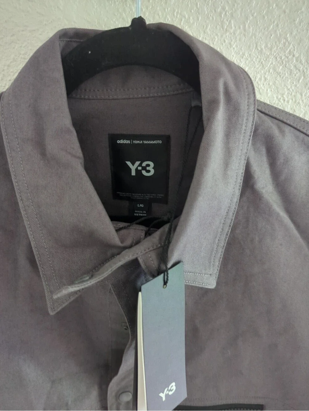 Adidas Y-3 UT Twill Overshirt Utility Style KB2079 Grey Large NWT Yohji Yamamoto